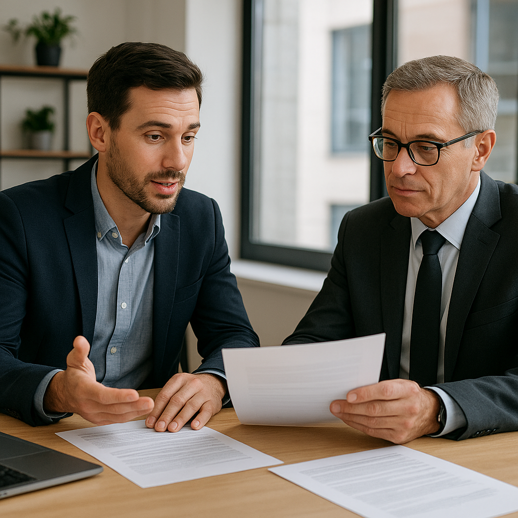 Aides à la création d’entreprise en France : lesquelles demander en 2026 ? 2 Créateur d’entreprise échangeant avec un conseiller sur les aides financières