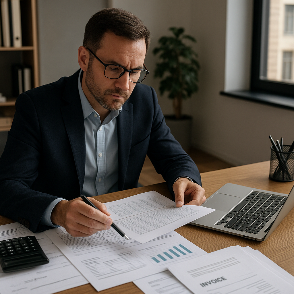 Dirigeant de PME analysant son besoin en fonds de roulement