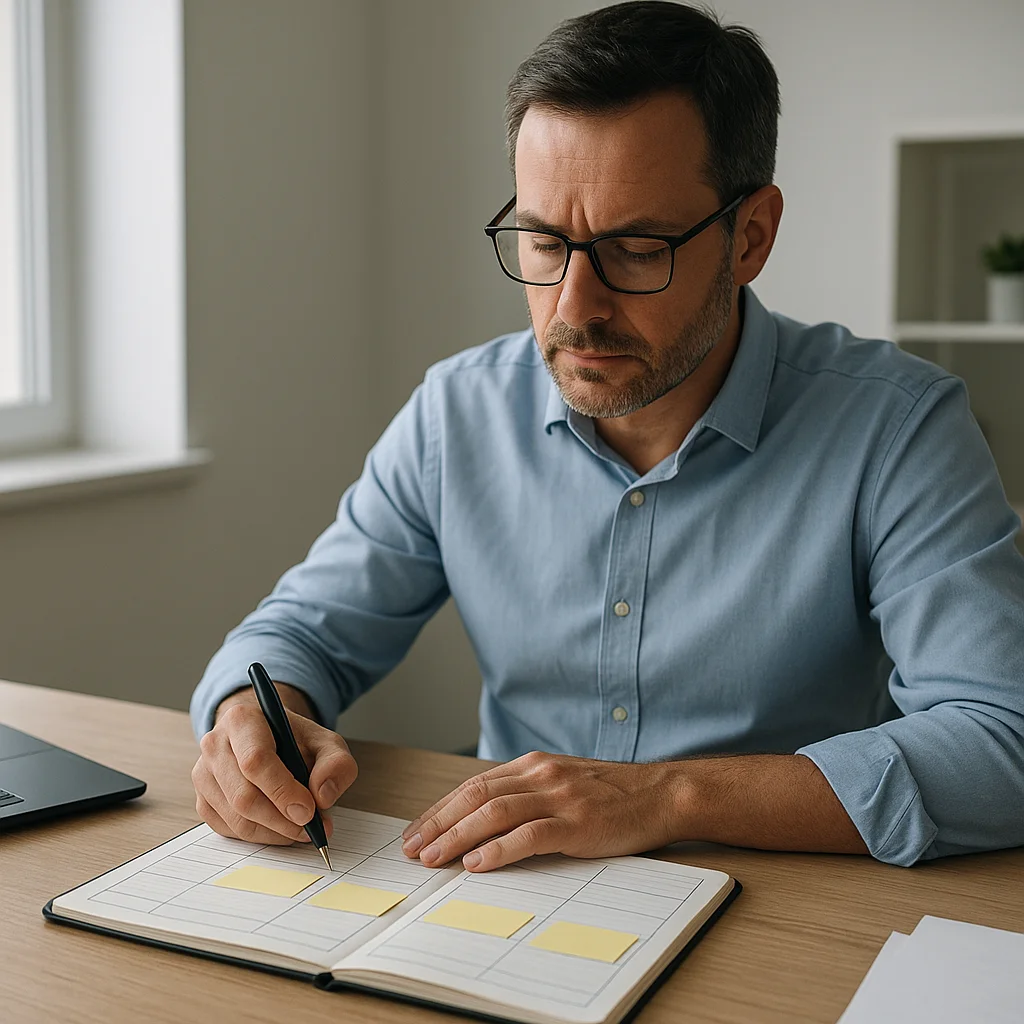 Productivité entrepreneur : 12 méthodes pour gagner du temps chaque semaine 2 Entrepreneur français qui organise ses priorités pour gagner du temps