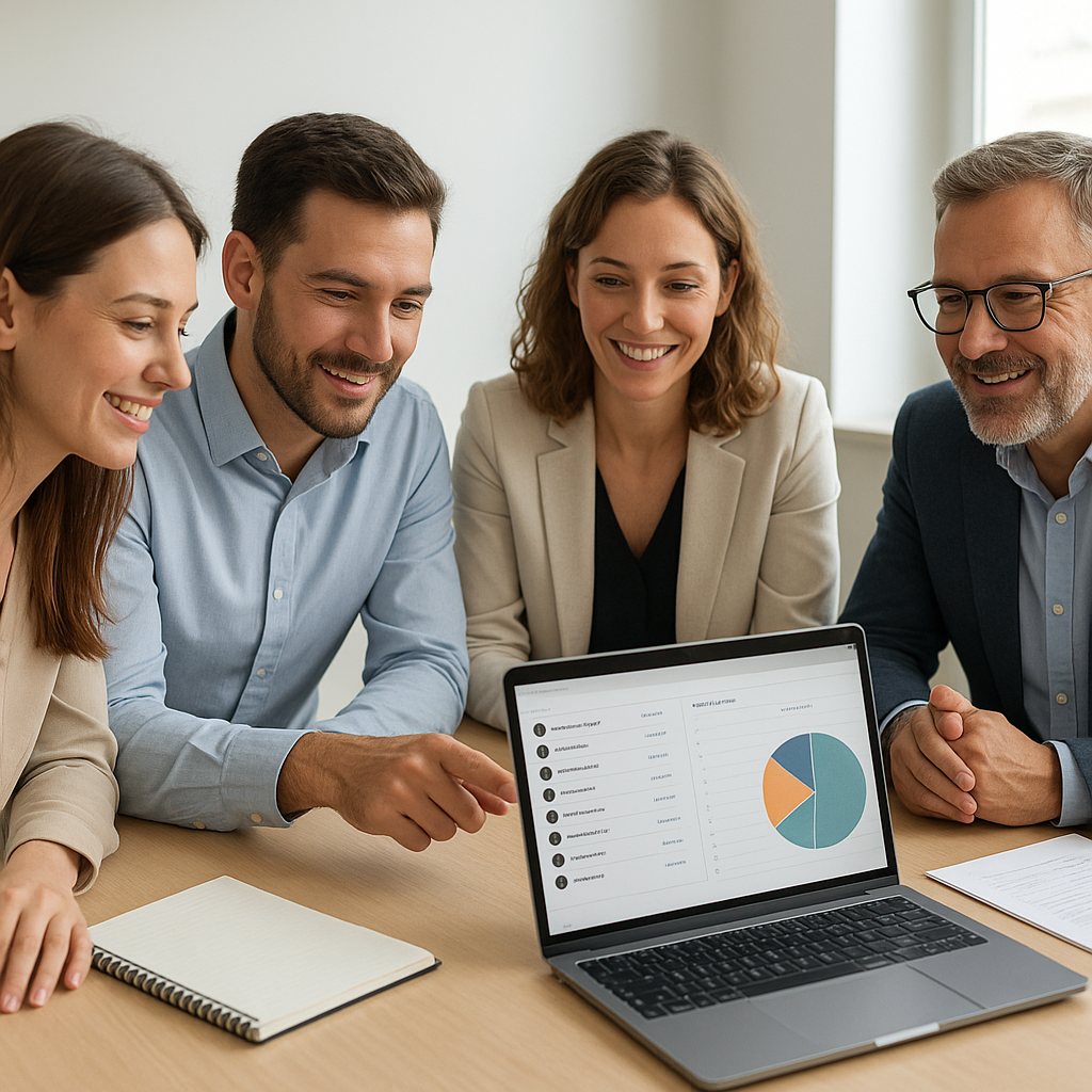 Email marketing pour PME : tactiques simples pour vendre sans dépendre des réseaux sociaux 2 Équipe de PME travaillant sur la segmentation d'une base email