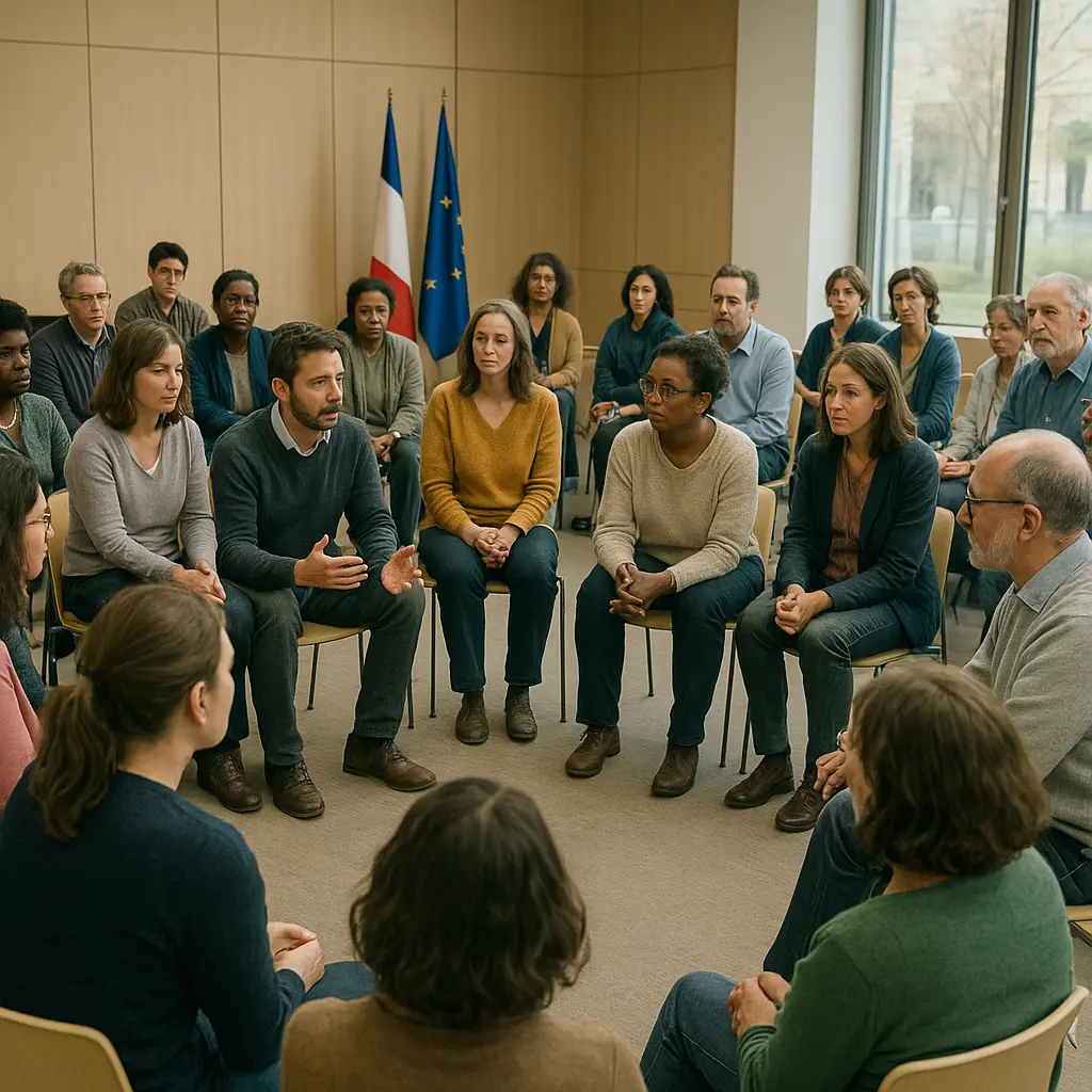 Citoyens français participant à un débat démocratique